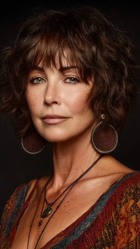 Short Shag with Micro Fringe - Short hairstyles for women over 60 with wavy hair