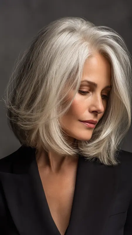 Shoulder-Length Blunt with Micro Layers - Shoulder Length Haircuts For Older Women