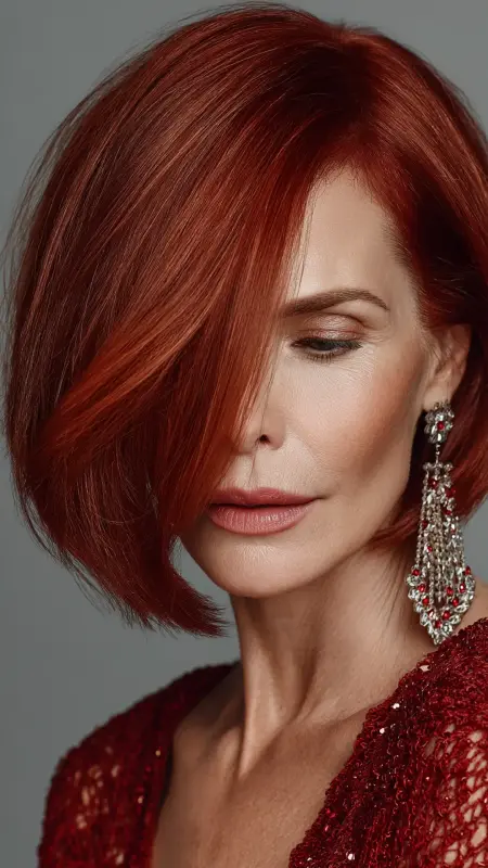 Shoulder-Length Cut with Deep Side Part - Shoulder Length Haircuts For Older Women