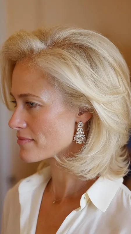 Shoulder-Length Cut with Deep Side Part - Shoulder Length Haircuts For Women Over 60
