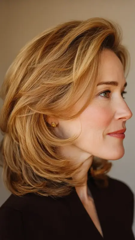 Shoulder-Length Cut with Feathered Layers - Medium length haircuts for women over 50