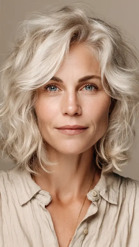 Shoulder-Length Cut with Flipped Ends - Medium length haircuts for women over 50