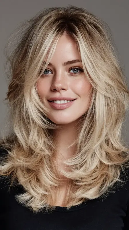 Shoulder-Length Cut with Soft Layers - Medium length haircut for round faces