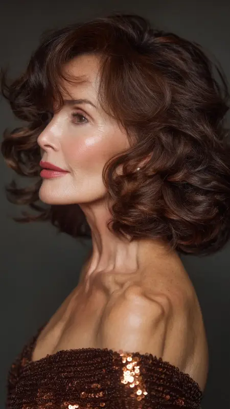 Shoulder-Length Cut with Voluminous Curls - Shoulder Length Haircuts For Older Women