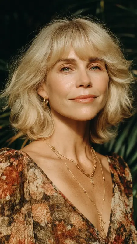 Shoulder-Length Cut with Wispy Bangs - Shoulder Length Haircuts For Older Women