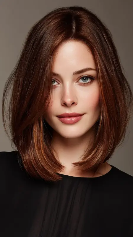 Shoulder-Length Inverted Bob - Shoulder length haircut for round faces