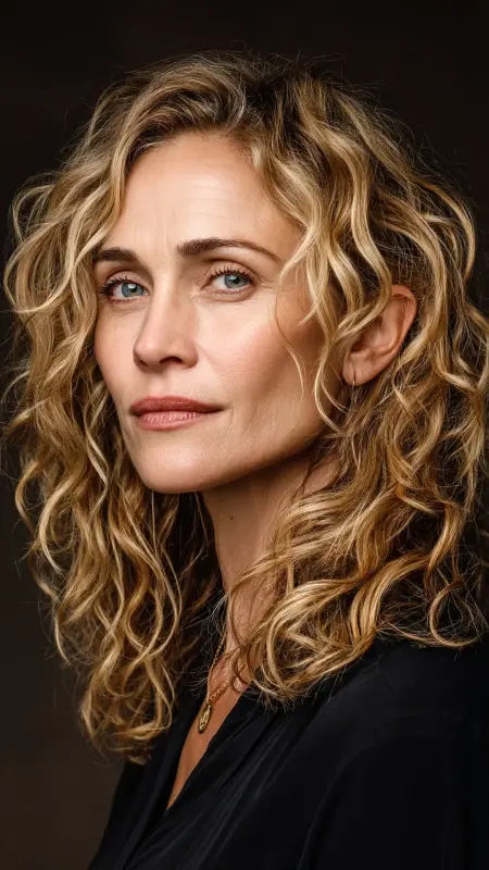 Shoulder-Length Layered Curls -  medium length hair for women over 50 