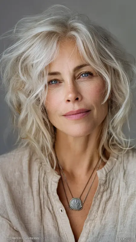 Shoulder-Length Messy Textured Cut - Shoulder Length Haircuts For Older Women