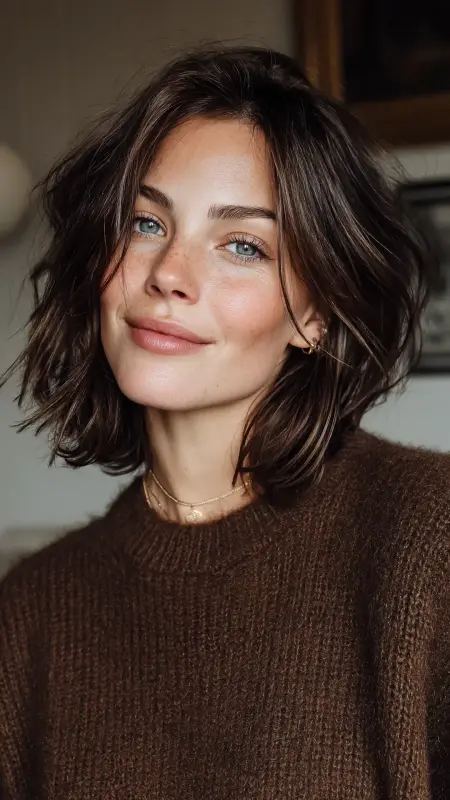 Shoulder-Length Razor Cut - Shoulder length haircut for round faces