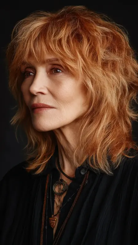 Shoulder-Length Shag - Medium length haircuts for women over 50