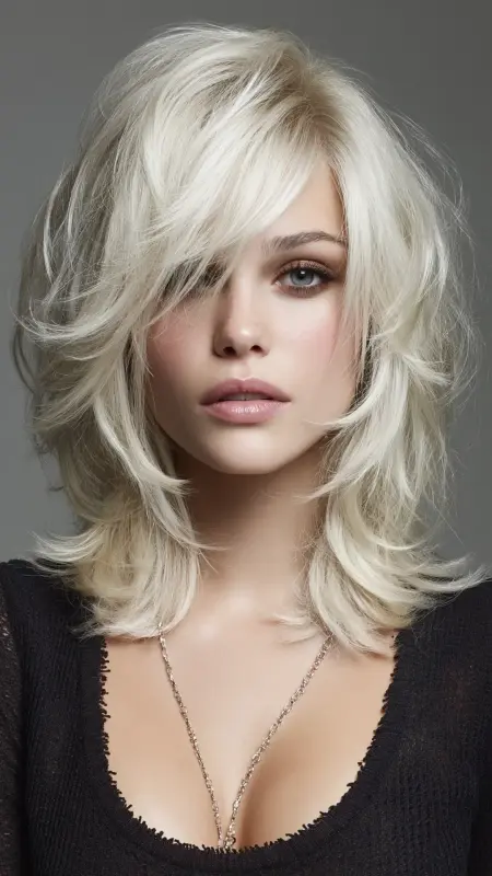 Shoulder-Length Shattered Cut - Shoulder length haircut for round faces