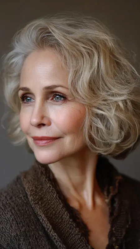 Shoulder-Length Soft Perm - Medium length haircuts for women over 50