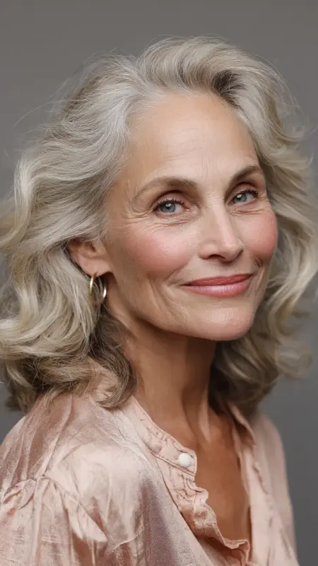 Shoulder-Length Soft Waves -  Hairstyles for over 70 year old women 