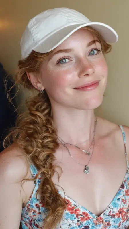 Side Braid  Trucker Hat -  Trucker Hat Hairstyles 