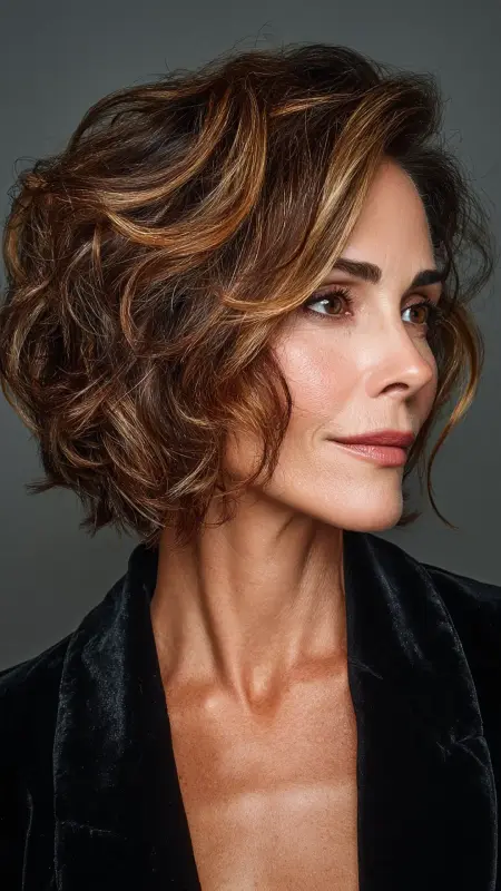 Side-Parted Lob with Soft Curls - Shoulder Length Hairstyles For Women Over 60