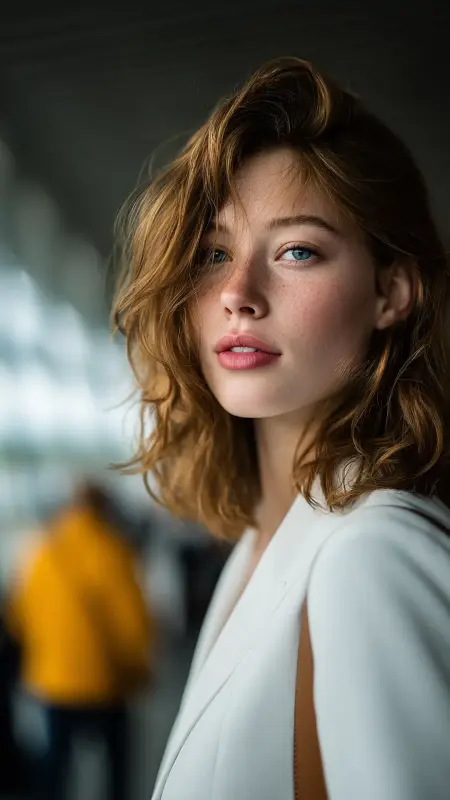 Side-Parted Wavy Lob - Airport Hairstyles for Short Hair