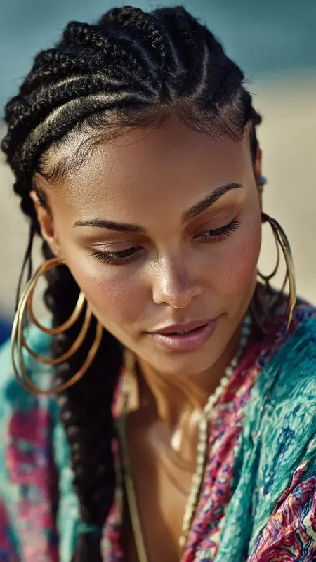 Side-Swept Cornrows - Afrocentric Hairstyles