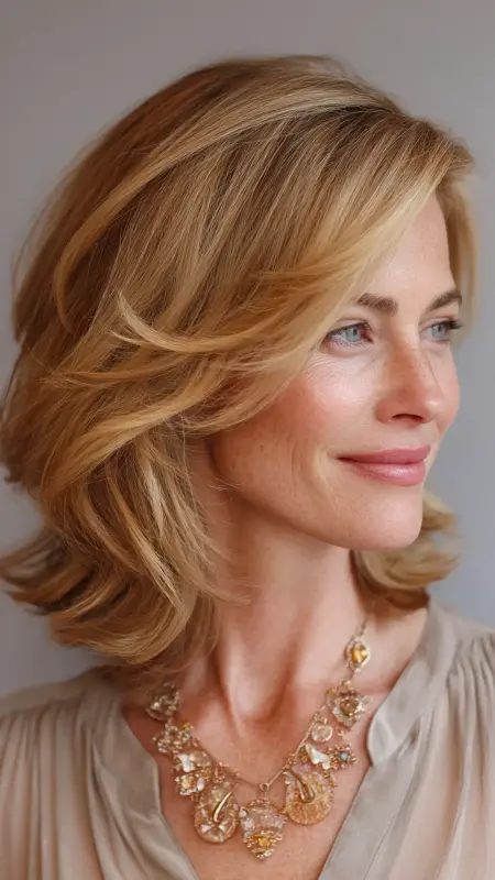Side-Swept Lob - Shoulder Length Haircuts For Older Women