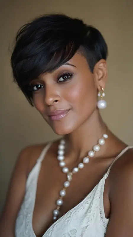 Side-Swept Pixie - Short Haircuts For Black Women Over 50