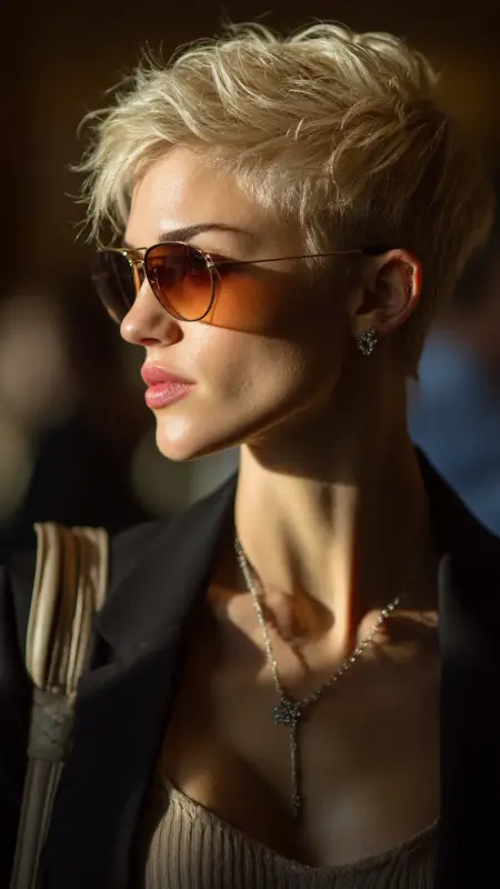 Side-Swept Textured Pixie - Airport Hairstyles for Short Hair