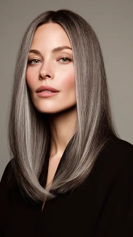 Silver Blunt Cut with Glass Hair Finish - Silver highlights