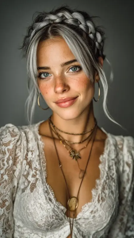 Silver Halo Braid - silver hair color ideas