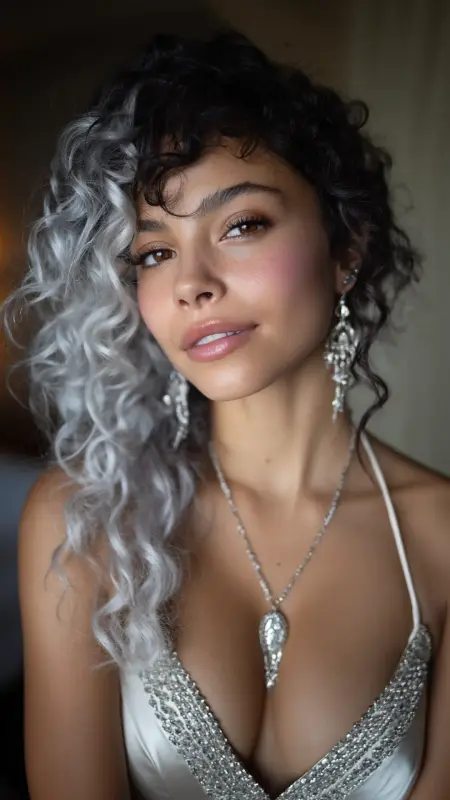 Silver Ombr Curls - silver hair color ideas