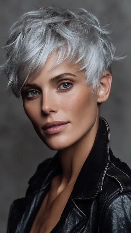Silver Pixie with Textured Layers - Silver highlights