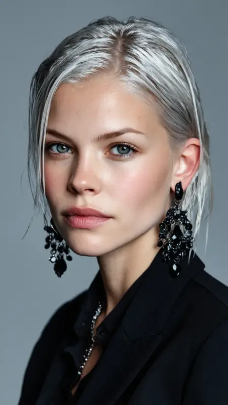 Silver Slicked-Back Wet Look - silver hair color ideas