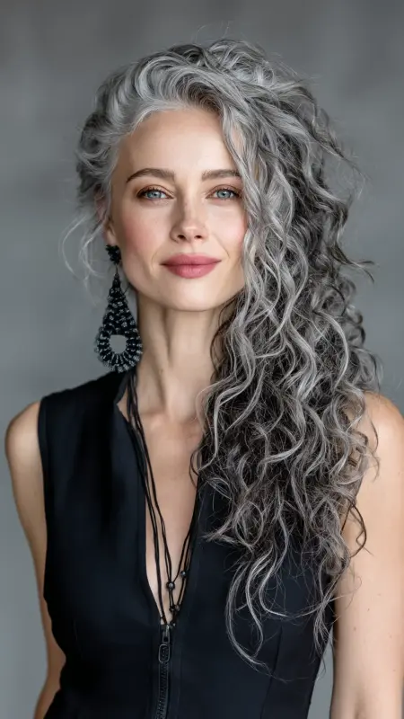 Silver Spiral Curls - silver hair color ideas