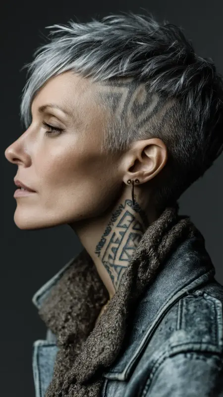 Silver Undercut with Design - silver hair color ideas
