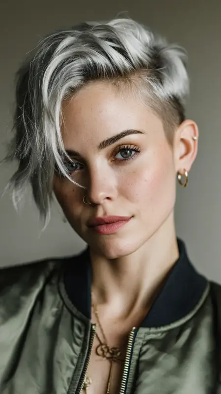 Silver Undercut with Soft Fade - Silver highlights