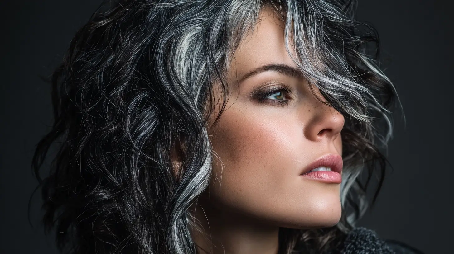 Silver highlights on dark hair 3 1