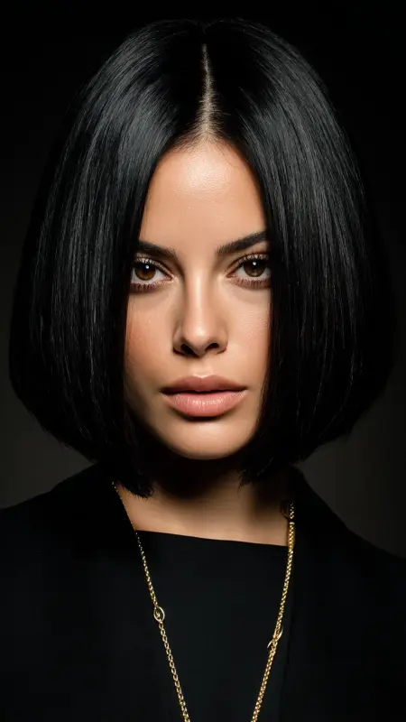 Sleek Center-Parted Bob - Glass Hair