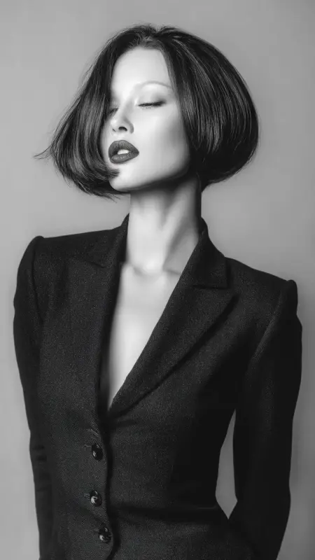 Sleek Feathered Bob with Center Part - Feathered Bob Hairstyles