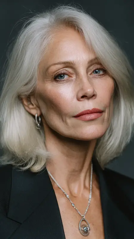 Sleek Low-Maintenance Lob - Shoulder Length Haircuts For Older Women