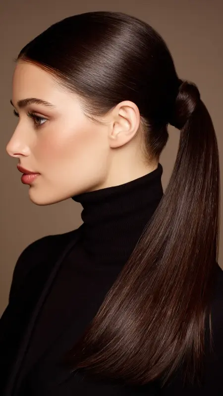 Sleek Low Ponytail - Long Haircuts For Women Over 40