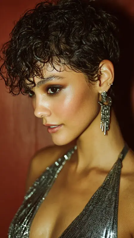 Sleek Permed Pixie with Wet Finish - Permed pixie hairstyles