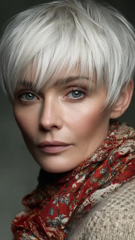 Sleek Pixie with Micro Bangs - Pixie hairstyles for older women over 60