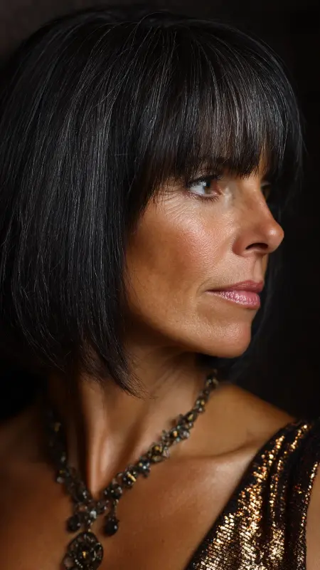 Sleek Shag with Glossy Finish - Shaggy Hairstyles For Women Over 50
