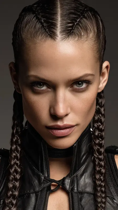 Sleek Straight Hair with Center Rope Braid - Straight Hairstyles
