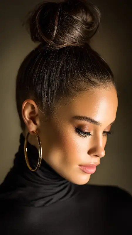 Sleek Top Knot on Straight Hair - Straight Hairstyles