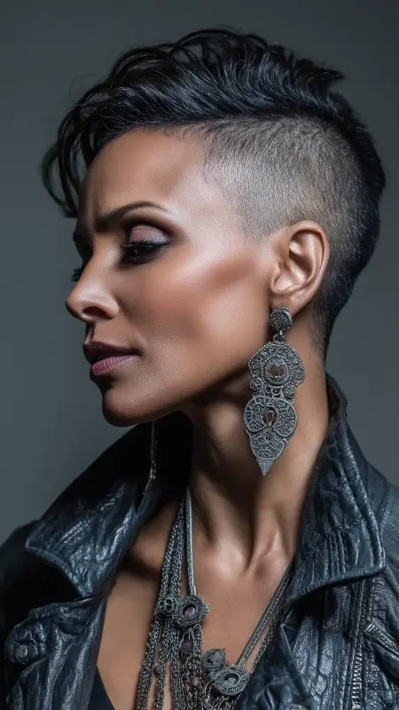 Sleek Undercut - Short Haircuts For Black Women Over 50