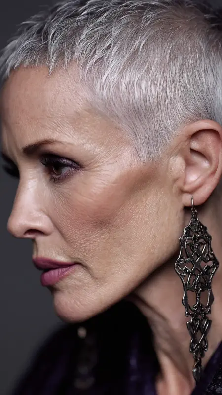 Slicked-Back Pixie -  Pixie Cut Hairstyles For Older Women 