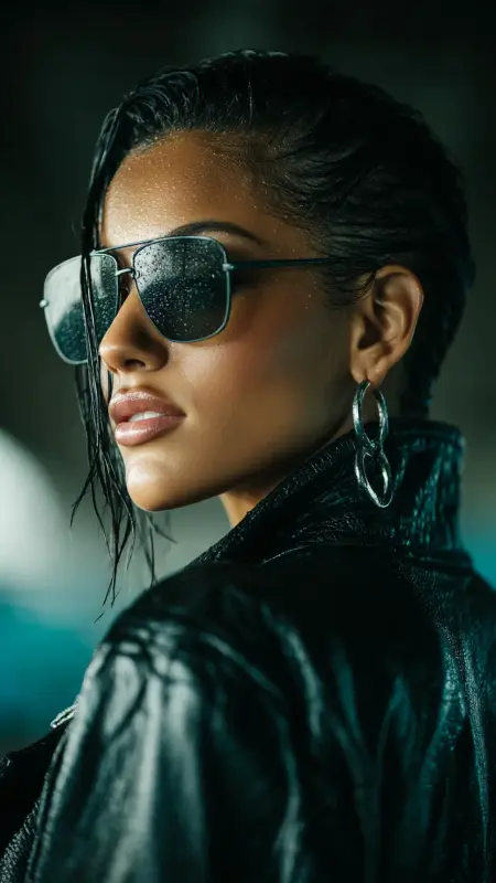 Slicked-Back Wet Look - Airport Hairstyles for Short Hair