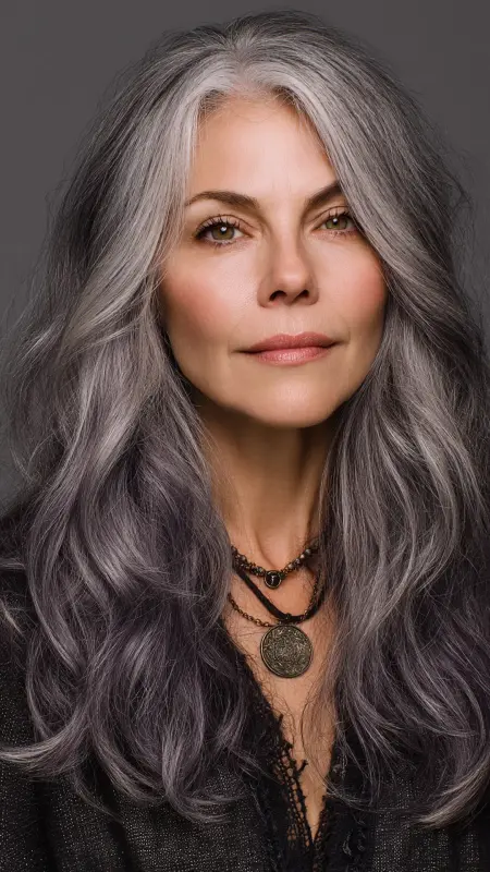 Smoky Gray Blend - Hair color ideas for women over 50