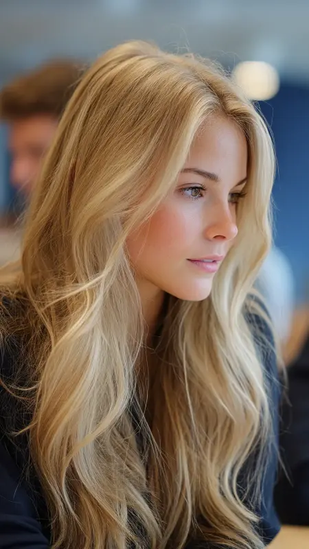 Soft Ash Blonde with Root Shadow - Hair color ideas for students