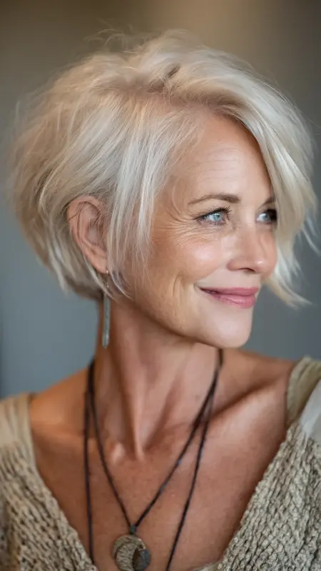 Soft Bixie Cut Bob Pixie Hybrid - Hairstyles for women over 70 with fine hair