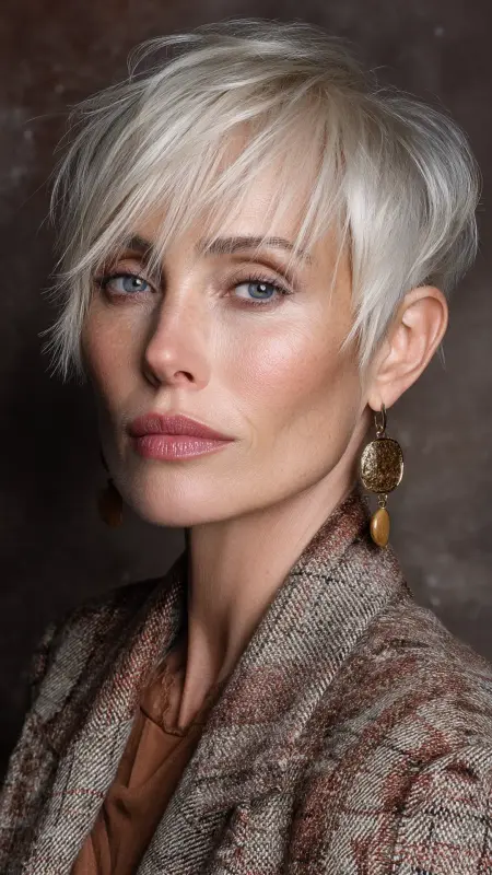 Soft Cropped Pixie with Long Top Layers - Short Layered Hairstyles For Older Women
