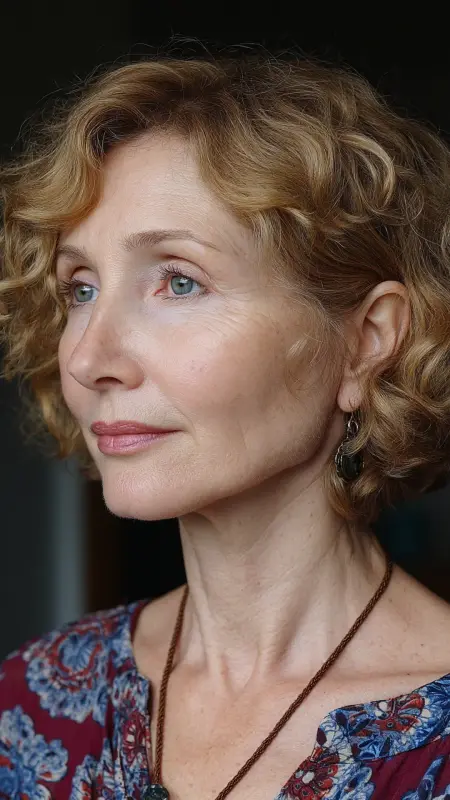 Soft Curled Bob - gray hair styles for women over 50